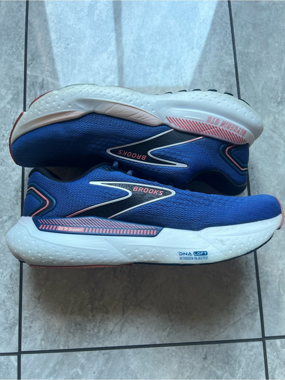 Brooks Glycerin 21 Blue Icy Pink W Sz 10 Running Jogging Walking Athletic Shoes